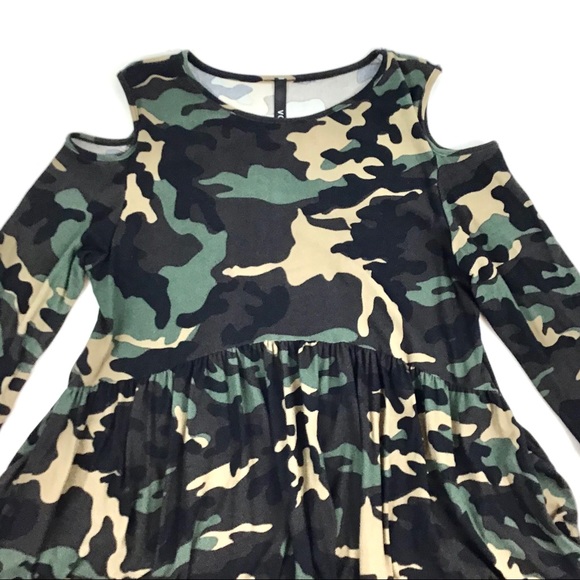 VOLL Style USA | Camo Cold Shoulder Baby Doll Tunic - Picture 6 of 10